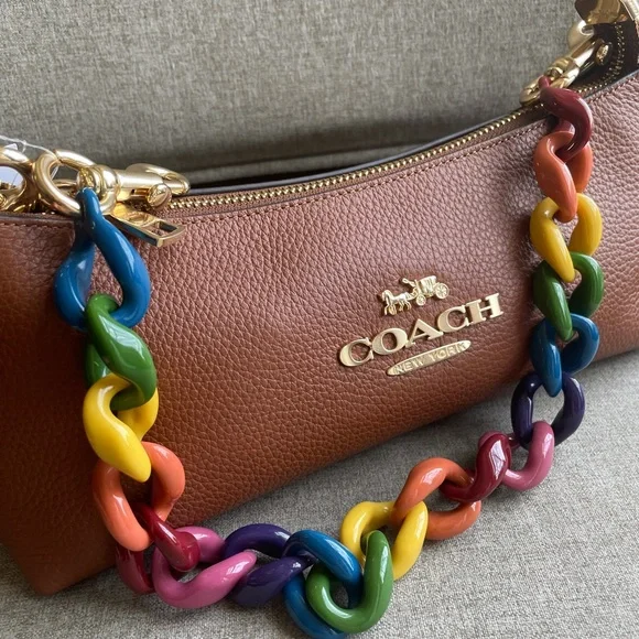 ‼️last 2‼️NWT！COACH Charlotte Shoulder Bag （CP097） With colorful shoulder strap